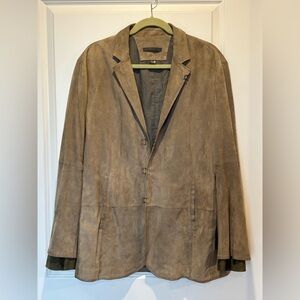 John Varvatos Suede Thompson Jacket 58 Tan Men's L Hook and Bar Sport Coat SLIM